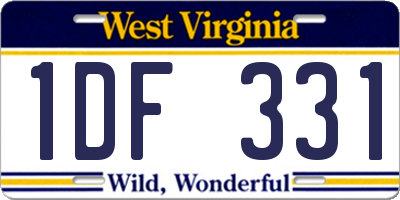 WV license plate 1DF331
