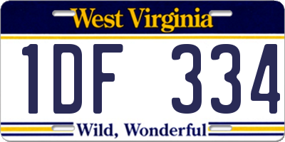 WV license plate 1DF334