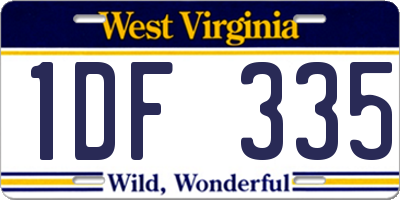 WV license plate 1DF335
