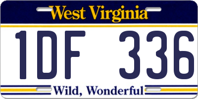 WV license plate 1DF336