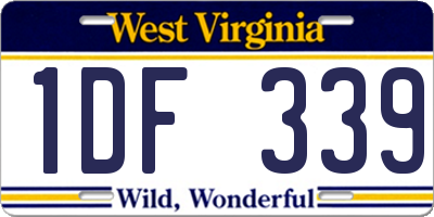 WV license plate 1DF339