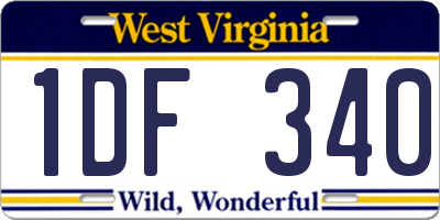 WV license plate 1DF340