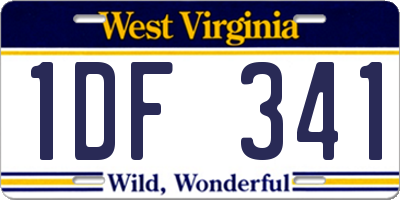 WV license plate 1DF341