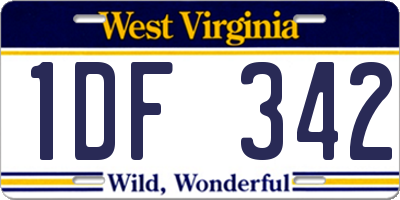 WV license plate 1DF342