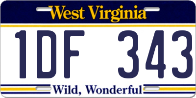 WV license plate 1DF343