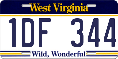 WV license plate 1DF344