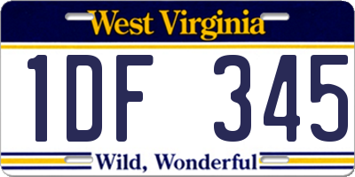 WV license plate 1DF345