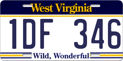 WV license plate 1DF346
