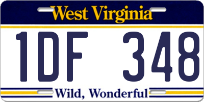 WV license plate 1DF348