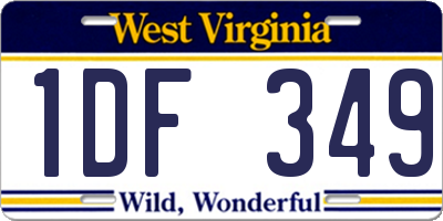 WV license plate 1DF349