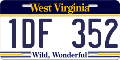 WV license plate 1DF352