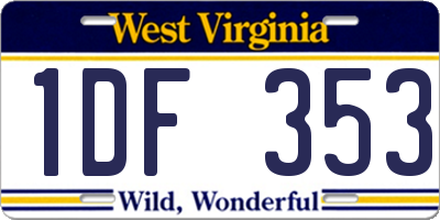 WV license plate 1DF353