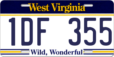 WV license plate 1DF355