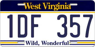 WV license plate 1DF357