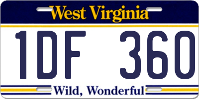 WV license plate 1DF360