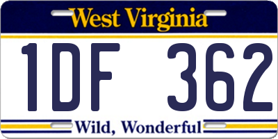 WV license plate 1DF362