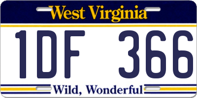 WV license plate 1DF366