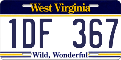 WV license plate 1DF367