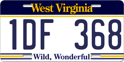 WV license plate 1DF368