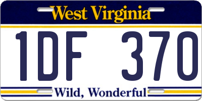 WV license plate 1DF370