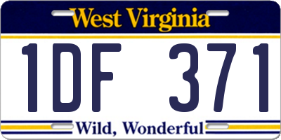 WV license plate 1DF371