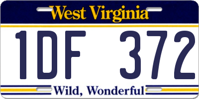 WV license plate 1DF372