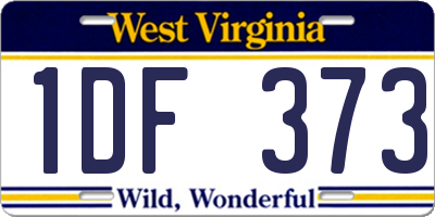 WV license plate 1DF373