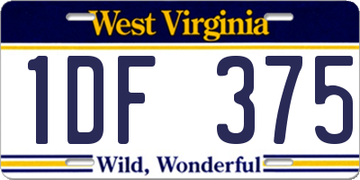 WV license plate 1DF375