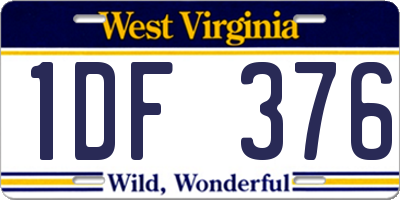 WV license plate 1DF376