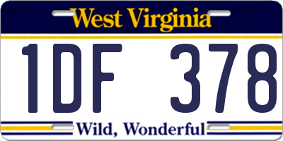 WV license plate 1DF378