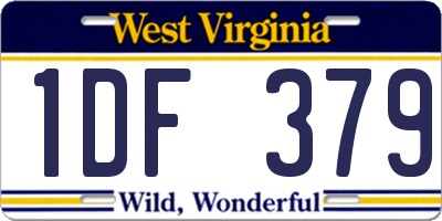 WV license plate 1DF379