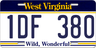 WV license plate 1DF380