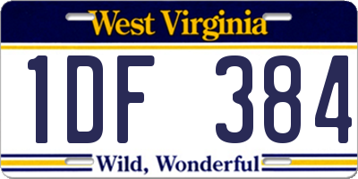 WV license plate 1DF384