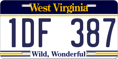 WV license plate 1DF387