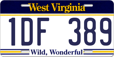 WV license plate 1DF389