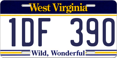 WV license plate 1DF390