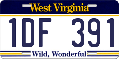 WV license plate 1DF391