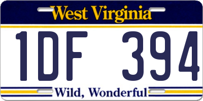 WV license plate 1DF394