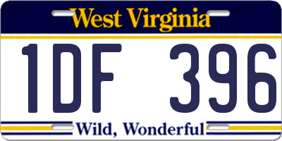 WV license plate 1DF396