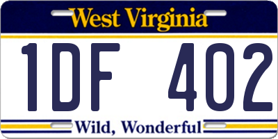 WV license plate 1DF402