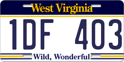 WV license plate 1DF403