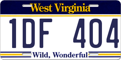 WV license plate 1DF404
