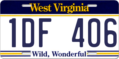 WV license plate 1DF406