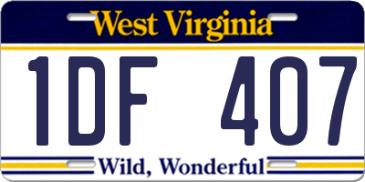 WV license plate 1DF407