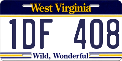 WV license plate 1DF408