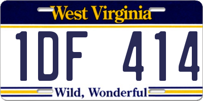 WV license plate 1DF414