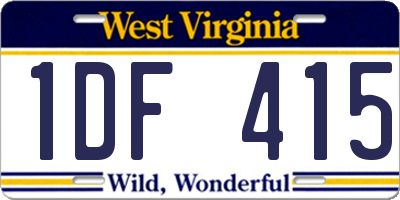 WV license plate 1DF415