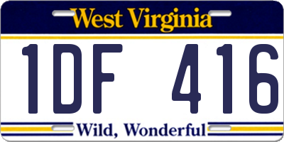WV license plate 1DF416