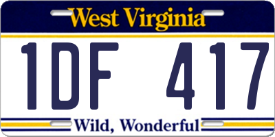 WV license plate 1DF417