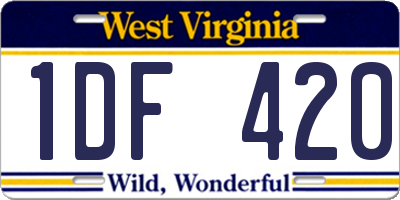 WV license plate 1DF420
